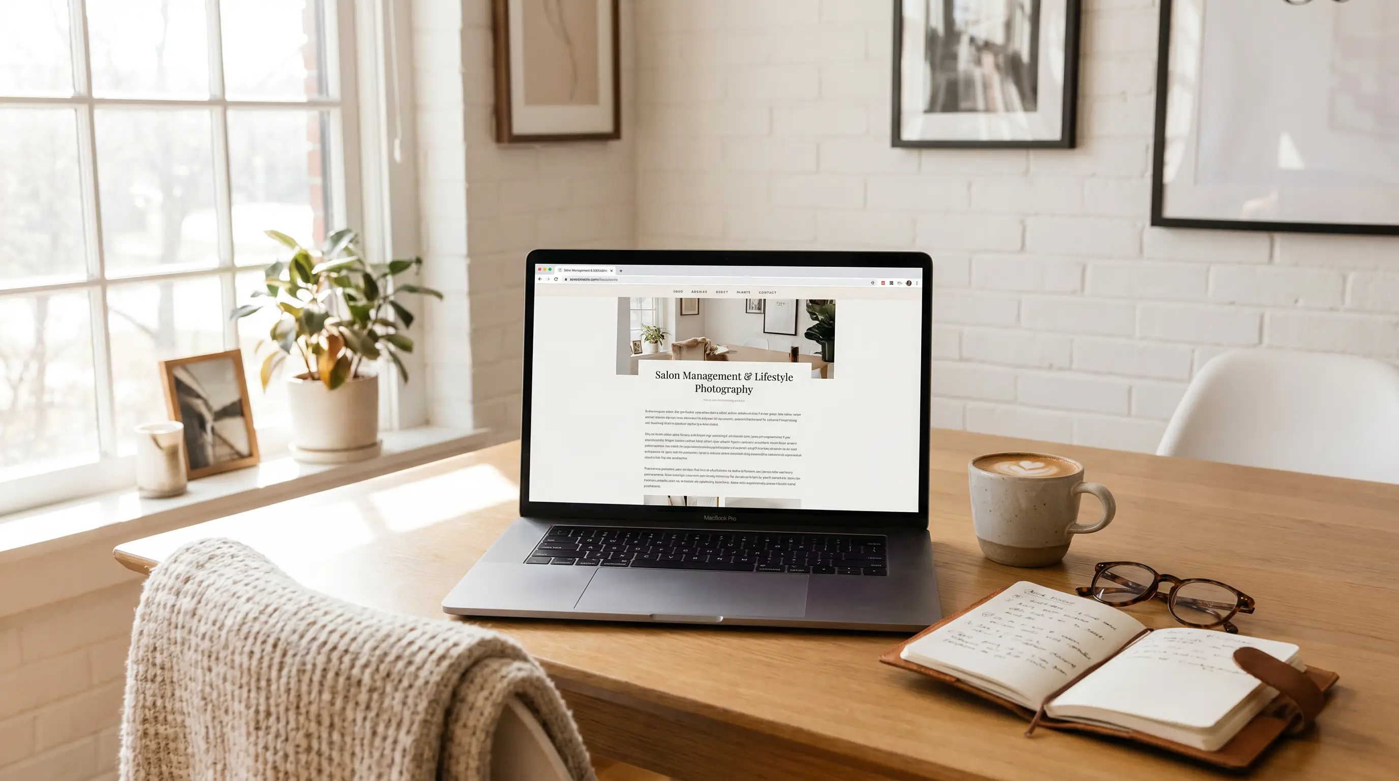 Espaco de trabalho com portatil aberto no blog Bookmais e cafe