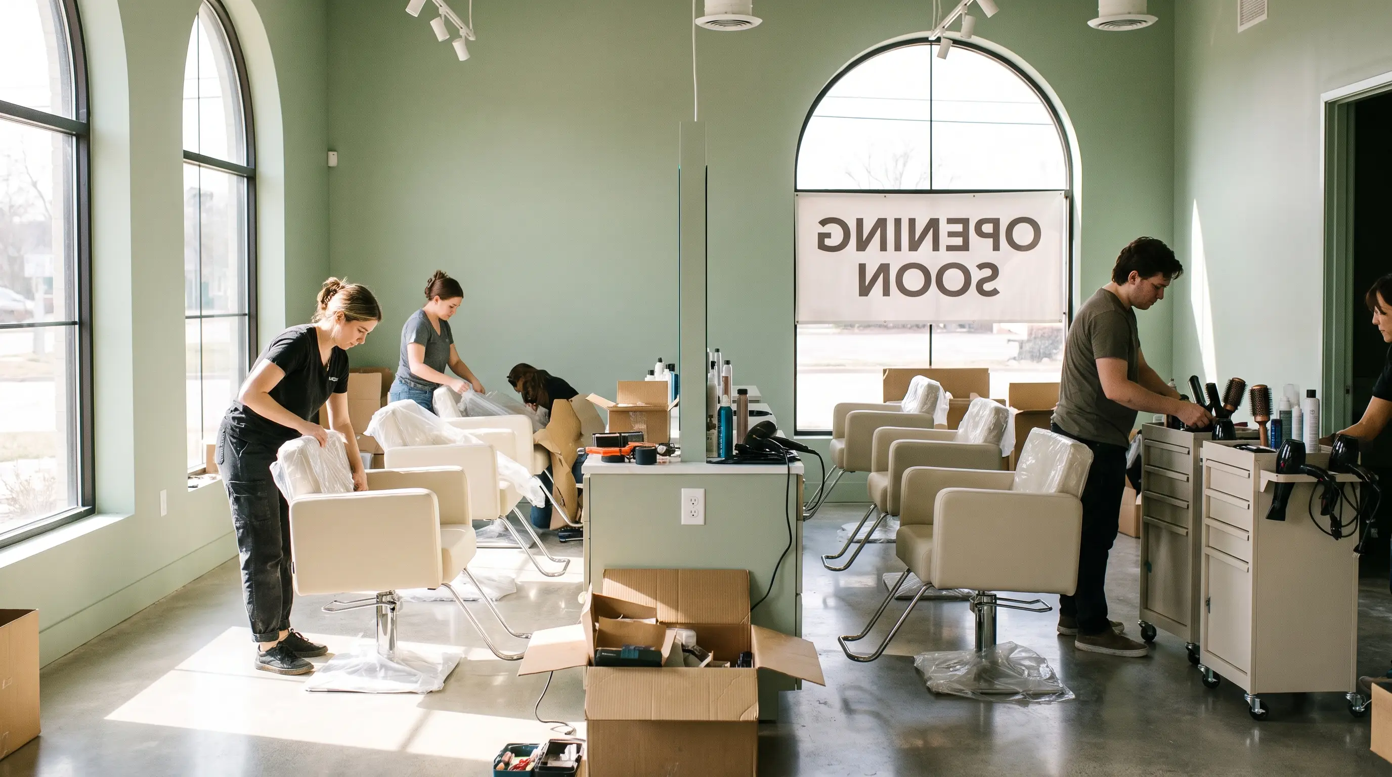 Salao de beleza novo a ser preparado para a abertura