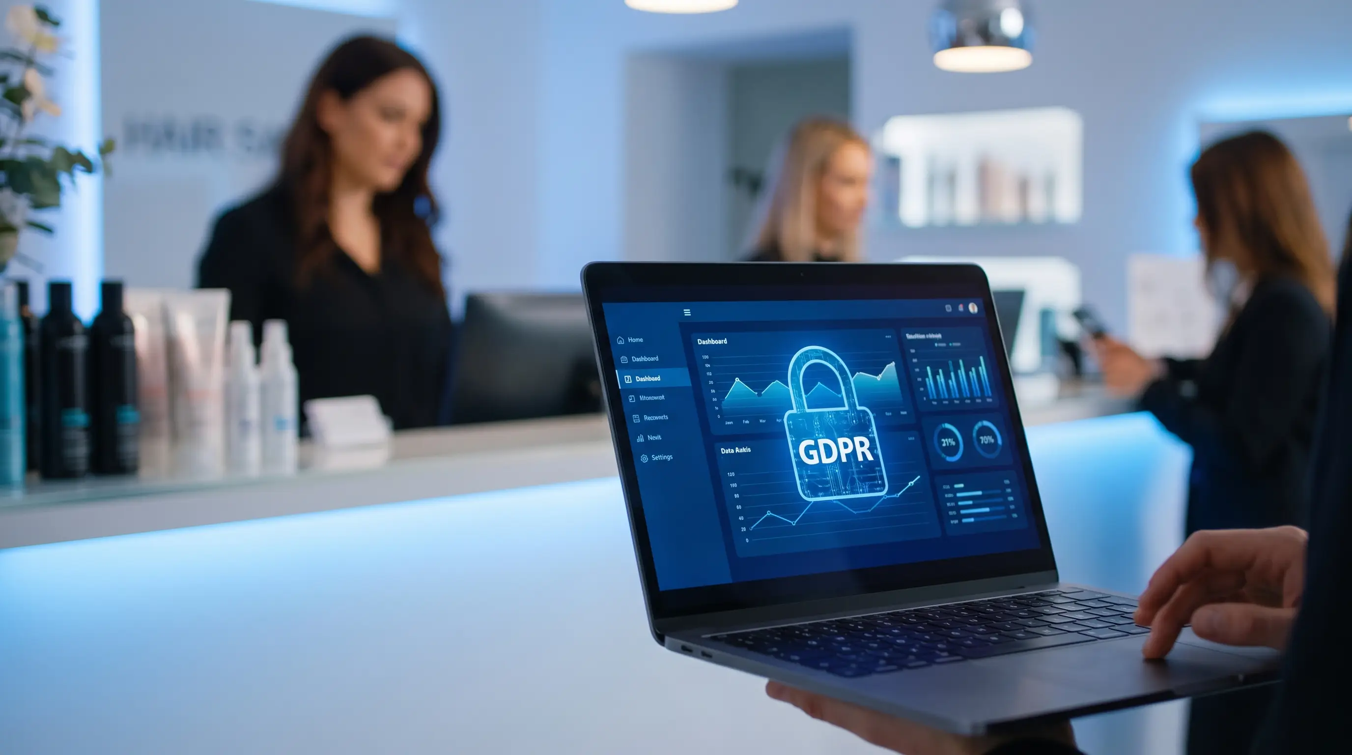 Ecra de portatil com painel de privacidade e cadeado de protecao de dados